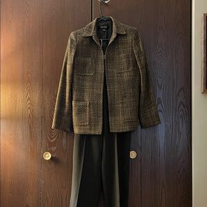 Kasper 2pc. Dressy pants and wool blend jacket. Brownish with green jacket. 4